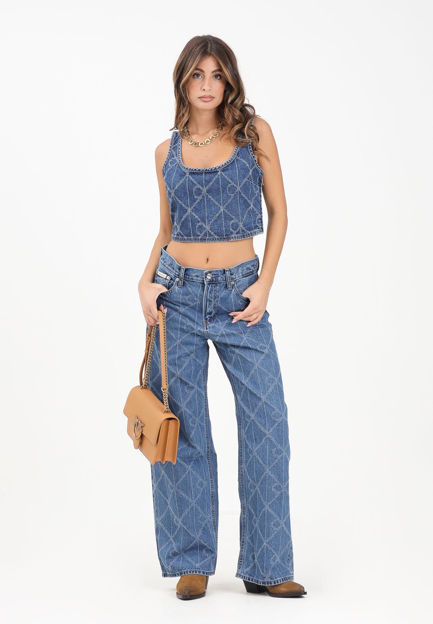 CALVIN KLEIN JEANS Jeans in denim chiaro da donna con motivo monogramma LV047D709GYY2  CALVIN KLEIN JEANS 