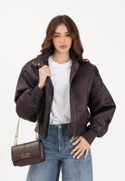 ELISABETTA FRANCHI Bomber marrone da donna in taffettà GB06D63E2 EV9 ELISABETTA FRANCHI 