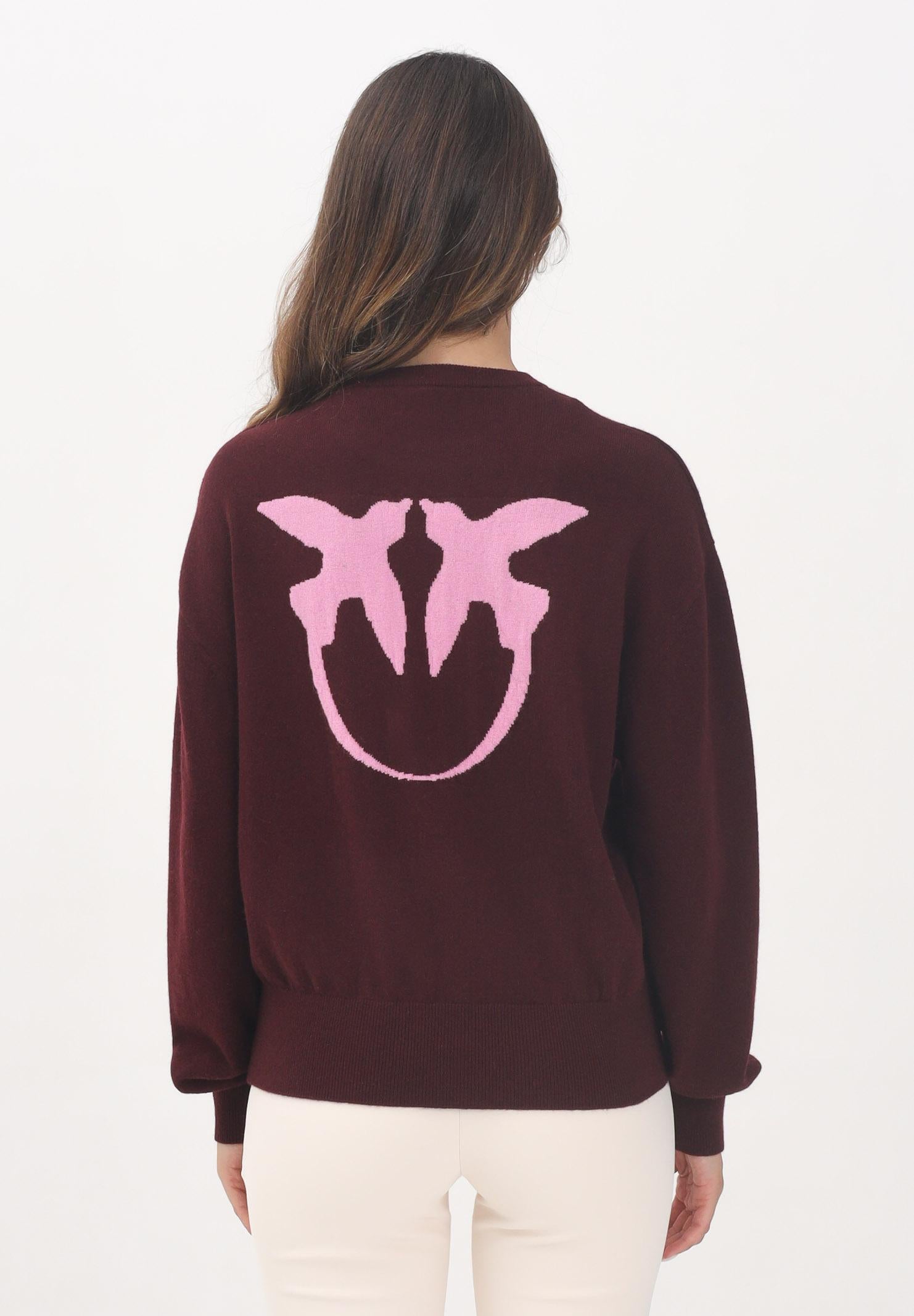 PINKO Maglioncino girocollo vino da donna con maxi logo 105561A2SI YND PINKO 