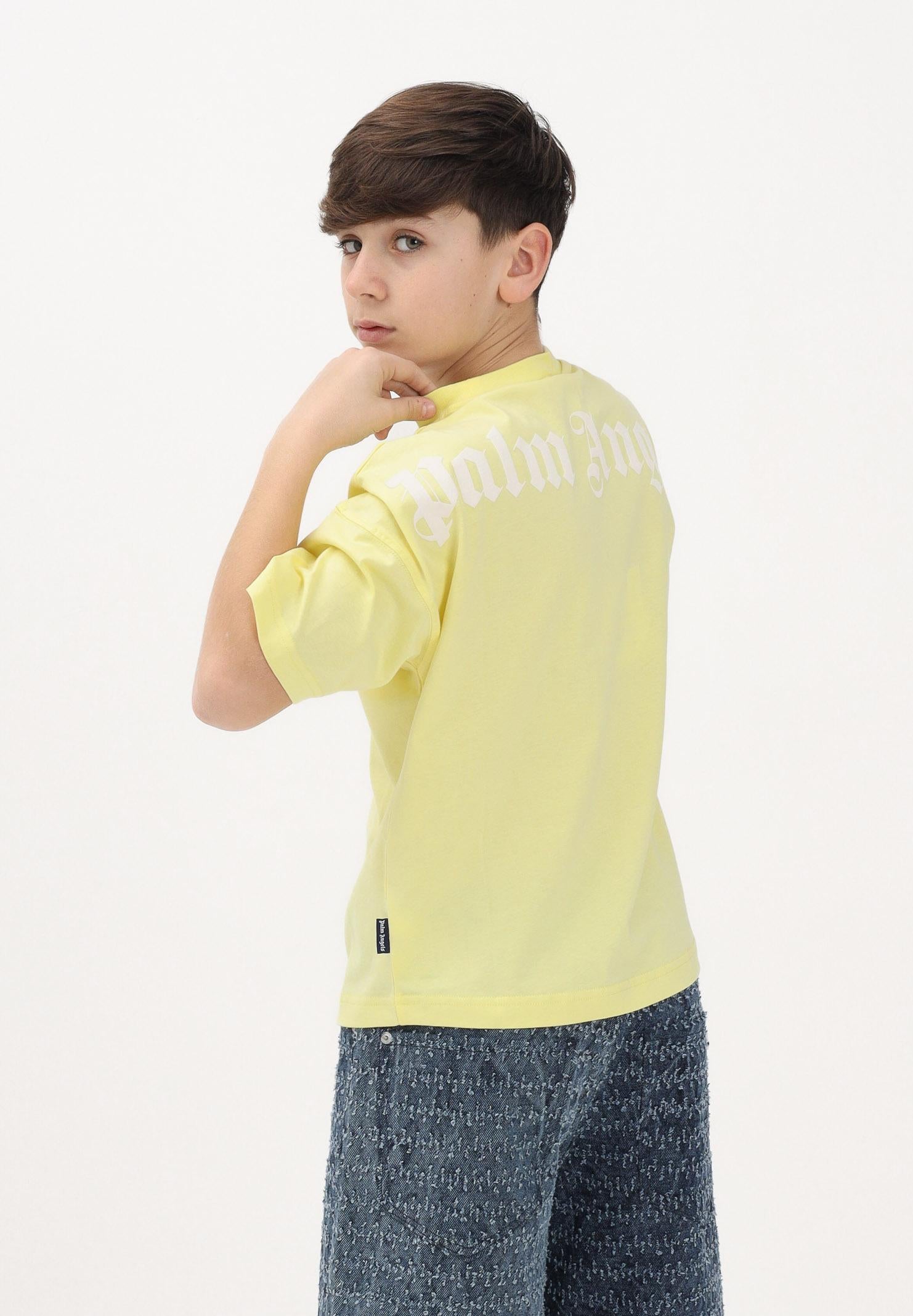 PALM ANGELS T-shirt a manica corta gialla per donna, ragazzi e bambini con logo PGAA001S26JER001 020 PALM ANGELS 