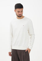 TOMMY HILFIGER Maglioncino girocollo panna da uomo con logo MW0MW28046Z00  TOMMY HILFIGER 