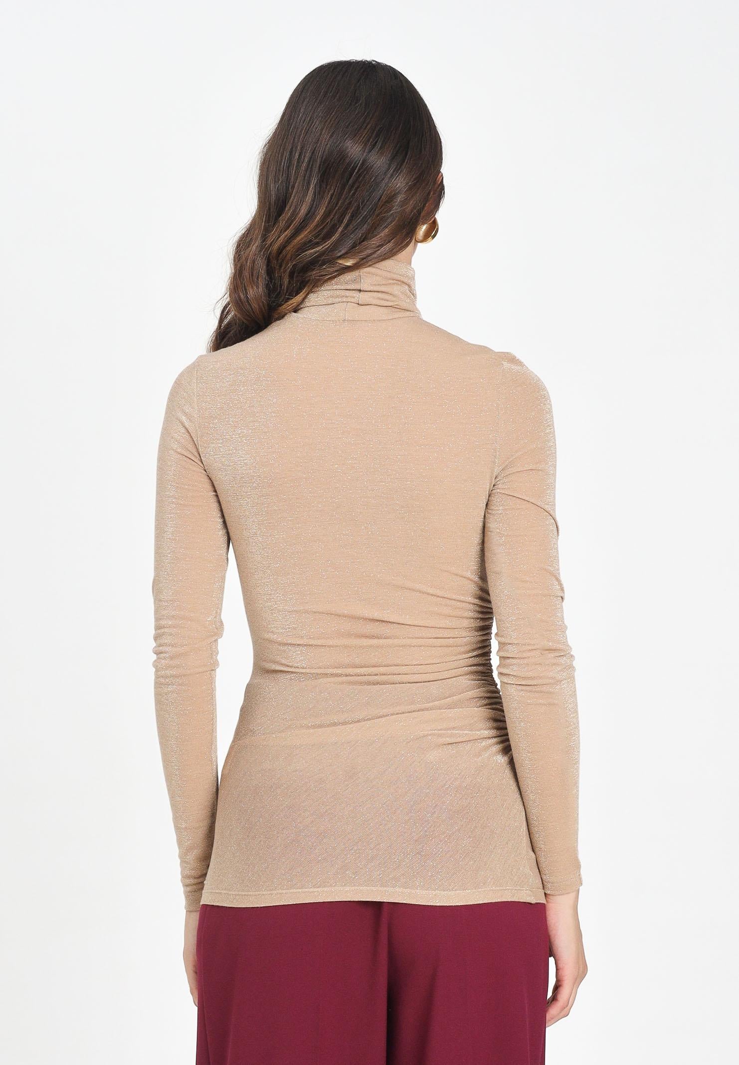 SIMONA CORSELLINI Maglia a manica lunga oro da donna con finitura glitterata A25CPMG00801-C00081 V0118 SIMONA CORSELLINI 