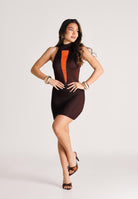 PATRIZIA PEPE Abito corto marrone da donna in maglia con perline 2A3057K326 B887 PATRIZIA PEPE 