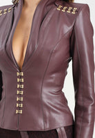 ELISABETTA FRANCHI Giacca bordeaux da donna con ganci gioiello GI18757E2 EA4 ELISABETTA FRANCHI 