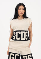 GCDS Canotta beige per uomo e donna con stampa logo Z0MLQC104J101 316B GCDS 