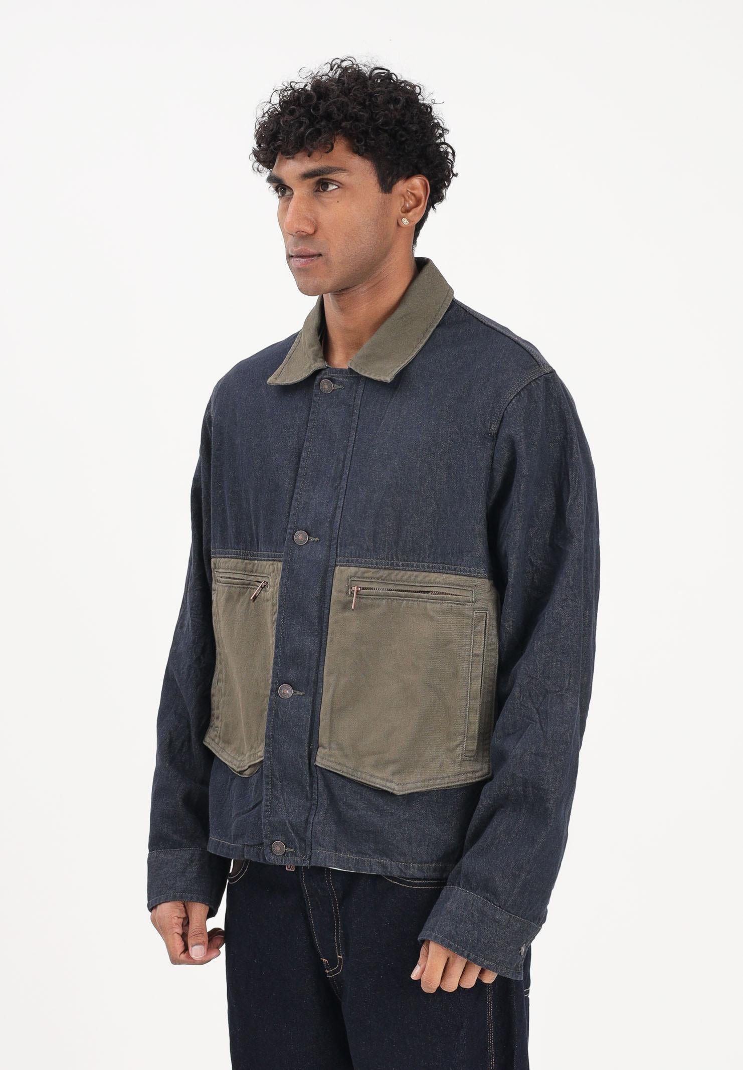 ARMANI EXCHANGE Giubbotto in denim blu da uomo con inserti a contrasto XM002120AF22508 MB001 ARMANI EXCHANGE 