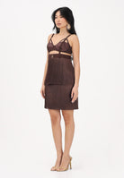 ELISABETTA FRANCHI Abito corto cacao da donna con frange AB96662E2 644 ELISABETTA FRANCHI 
