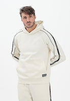 EA7 Felpa con cappuccio panna da uomo rifinita da bande logate a contrasto 7M000972AF10377 U1105 EA7 