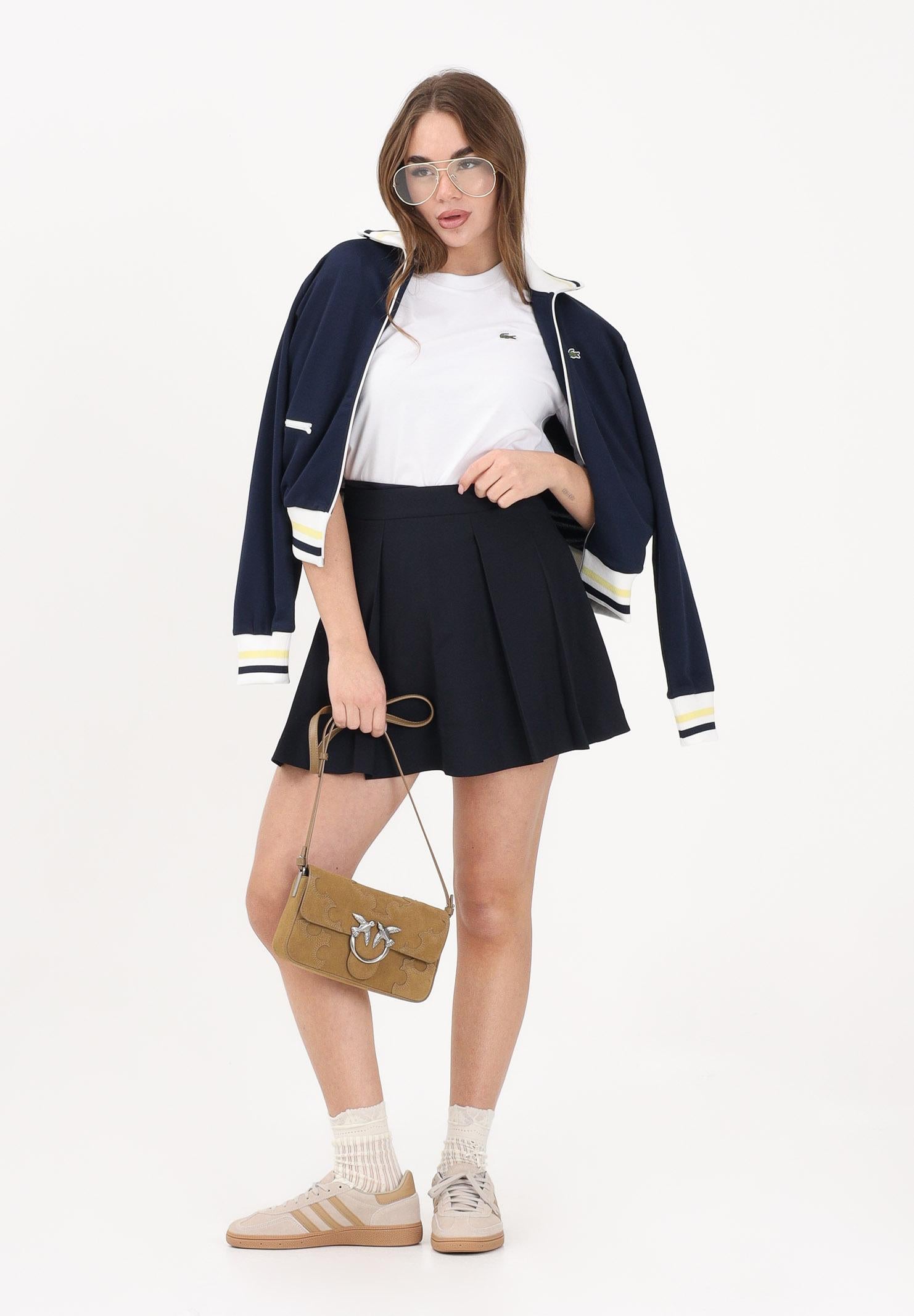 LACOSTE Felpa con zip blu da donna rifinita da orli a contrasto e logo SF5252 0PW LACOSTE 