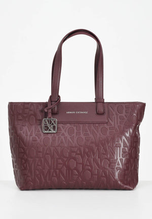 ARMANI EXCHANGE Shopper a spalla bordeaux da donna con logo all-over XW001481AF15774 UA343 ARMANI EXCHANGE 