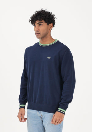 LACOSTE Maglioncino girocollo blu da uomo in jersey di cotone a righe AH5158 20I LACOSTE 