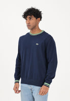 LACOSTE Maglioncino girocollo blu da uomo in jersey di cotone a righe AH5158 20I LACOSTE 