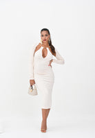 ELISABETTA FRANCHI Abito midi latte da donna con snake gioiello<BR/> AM11S56E2 DZ9 ELISABETTA FRANCHI 