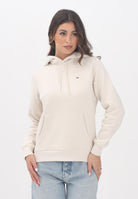 TOMMY JEANS Felpa con cappuccio beige da donna rifinita da logo DW0DW19958ACH . TOMMY JEANS 