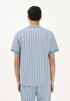 LACOSTE T-shirt a manica corta azzurra da uomo con monogramma jacquard TH1197 1QI LACOSTE 
