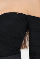 ELISABETTA FRANCHI Body nero da donna con drappeggi<BR/> BO01561E2 110 ELISABETTA FRANCHI 