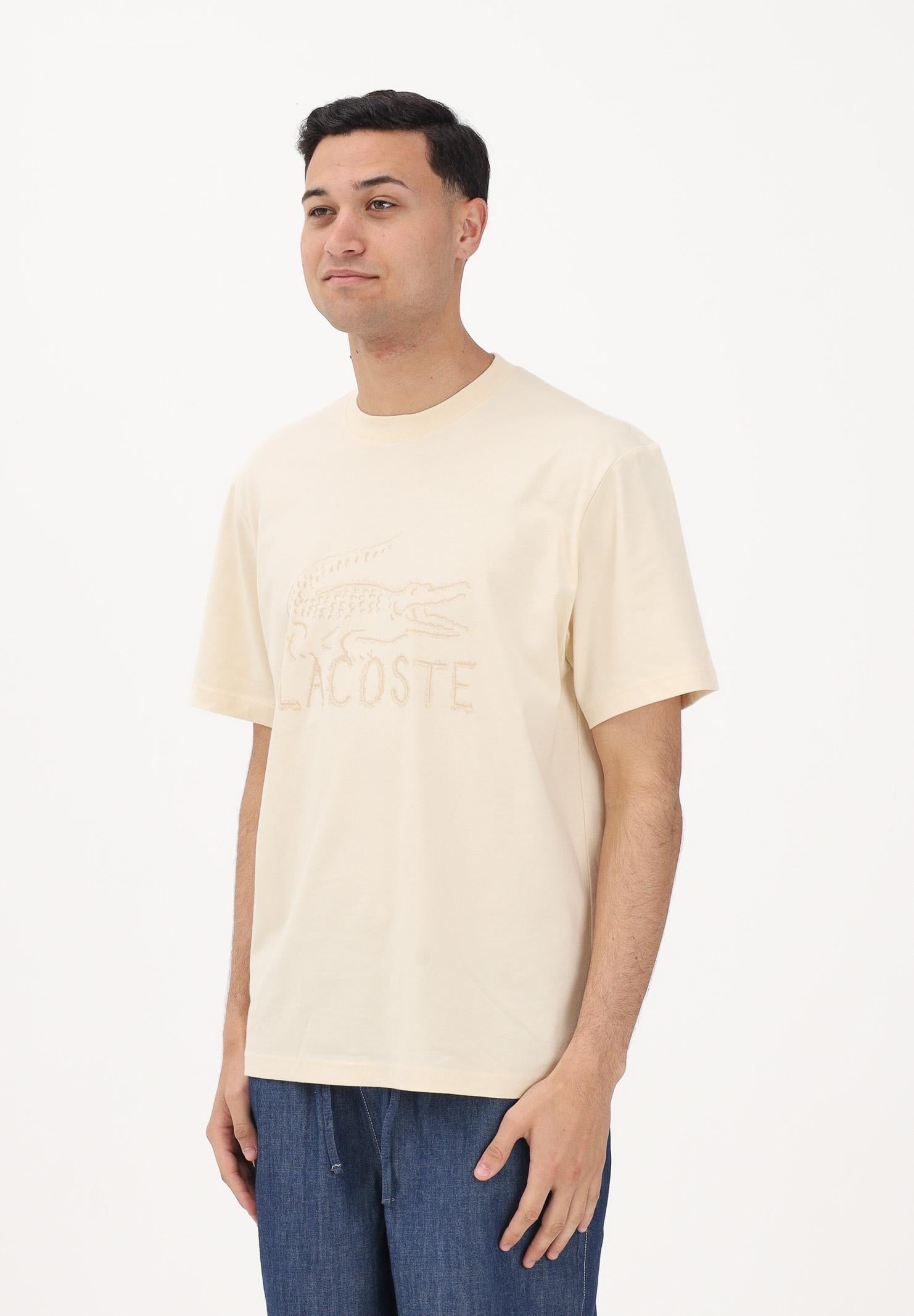 LACOSTE T-shirt a manica corta beige da uomo con stampa<BR/> TH1427 056 LACOSTE 