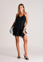 NOELL MAGGINI Abito corto nero da donna con piume 0126122 NE NOELL MAGGINI 