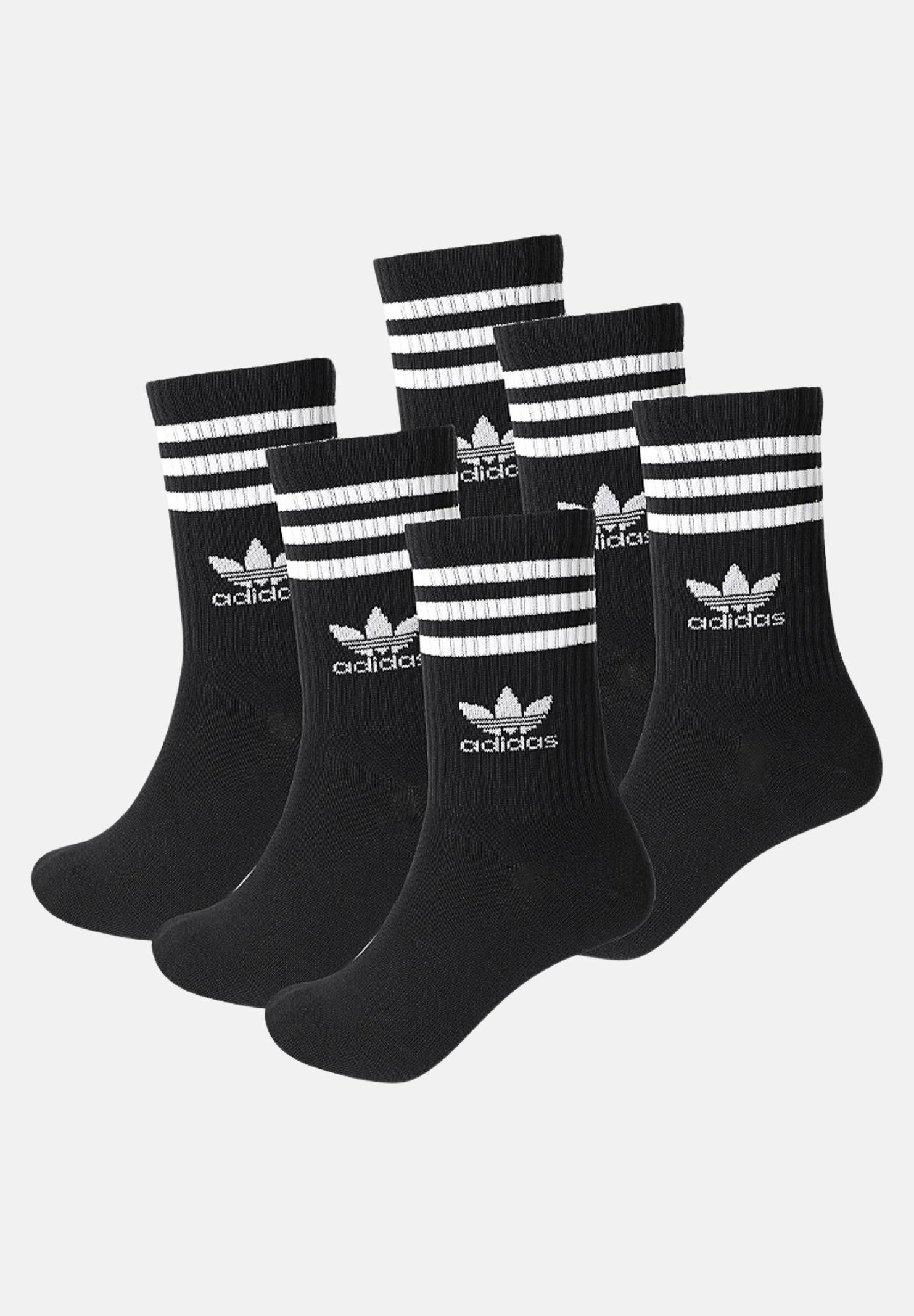 ADIDAS ORIGINALS Set da 6 paia di calzini 3-STRIPES CREW neri per uomo e donna JE1829 . ADIDAS ORIGINALS 