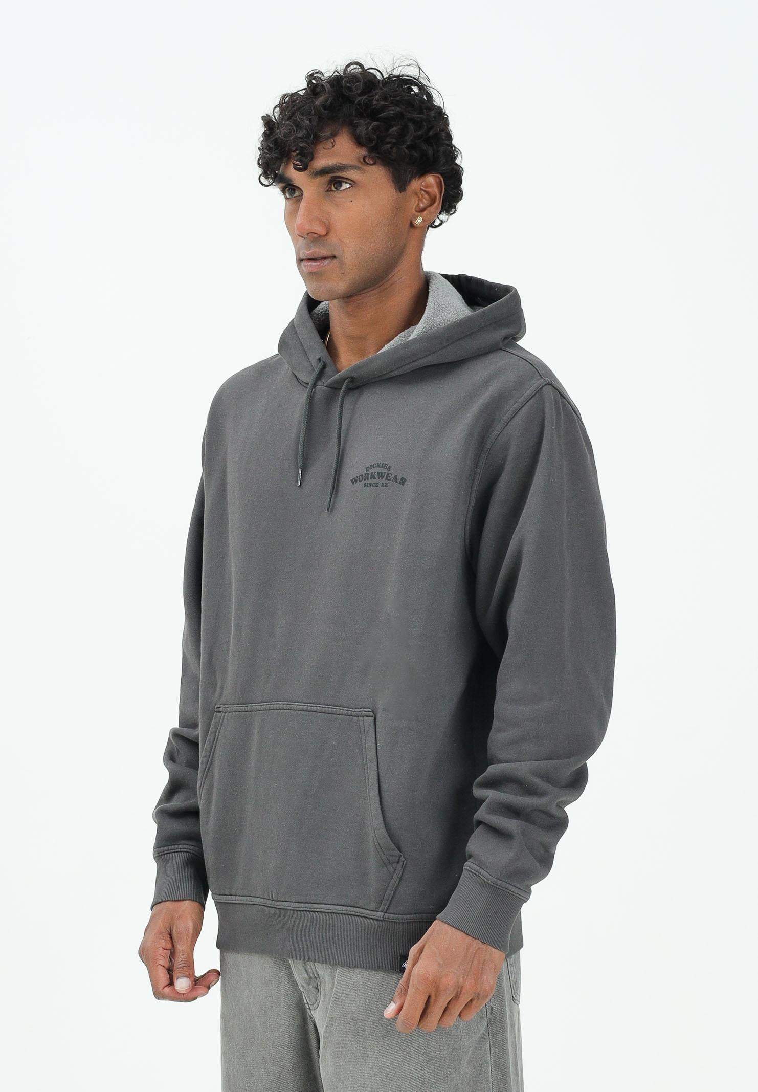 DICKIES Christiana felpa con cappuccio nera da uomo con stampa sul petto e sul retro. DK0A87NQBLK1  DIckies 