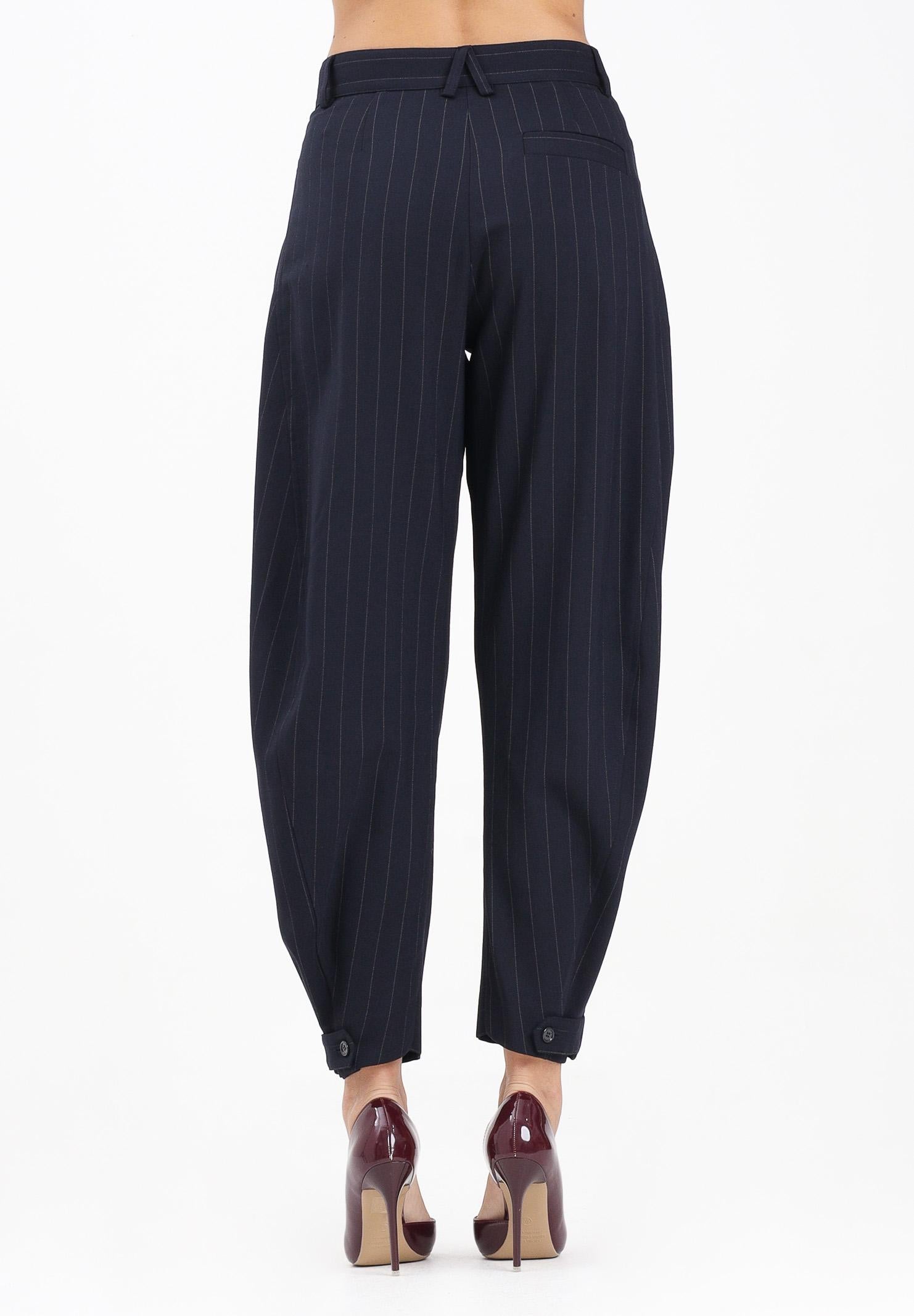 PINKO Pantalone elegante balloon-fit blu da donna con motivo gessato 105707A2QY EZ1 PINKO 