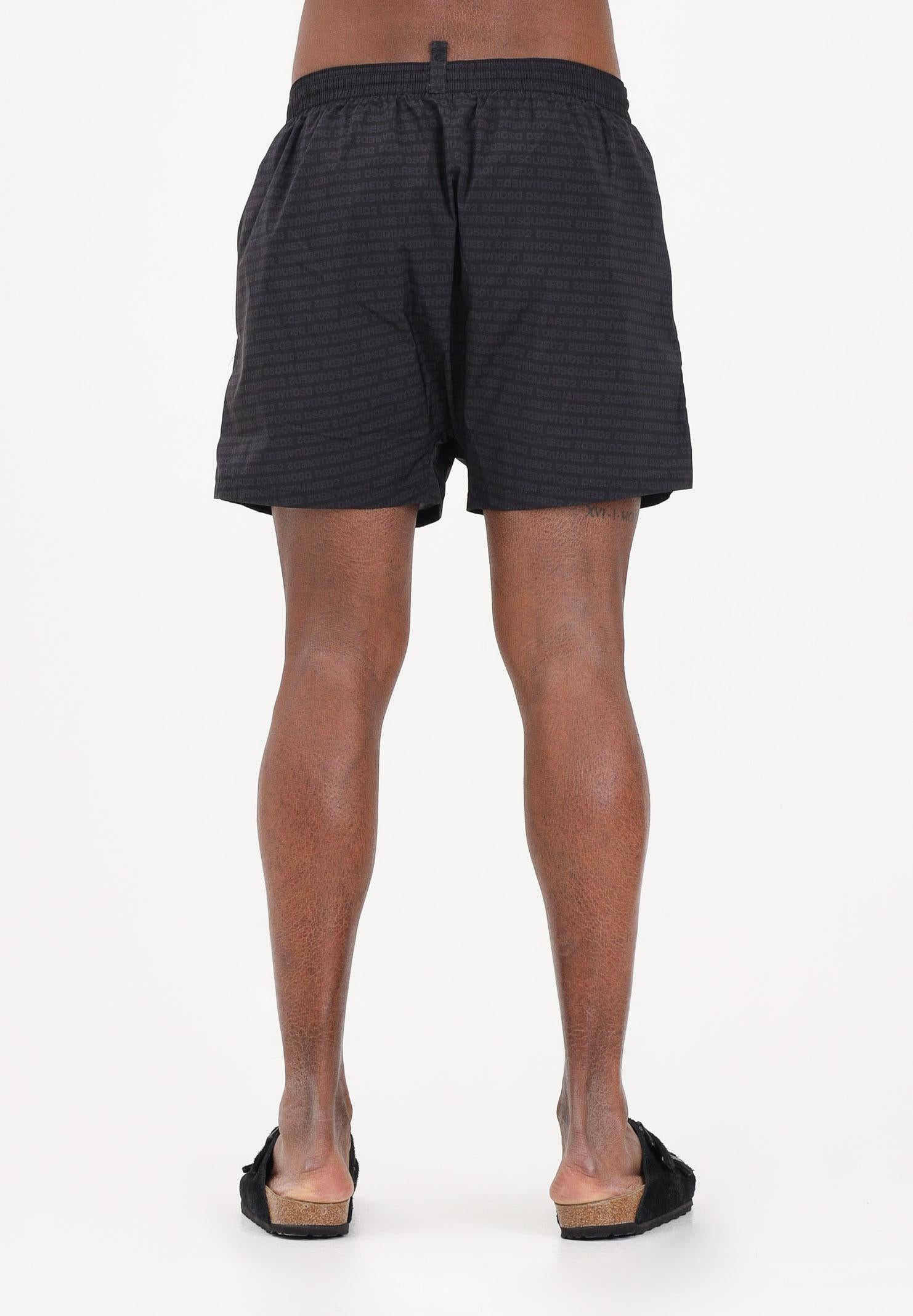 DSQUARED2 Shorts mare nero da uomo con stampa logo D7B646600 014 DSQUARED2 