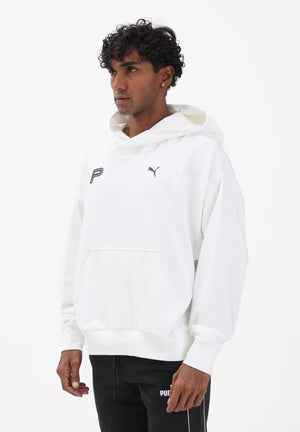 PUMA Felpa con cappuccio bianca da uomo con logo nero stampato 632078 02 PUMA 