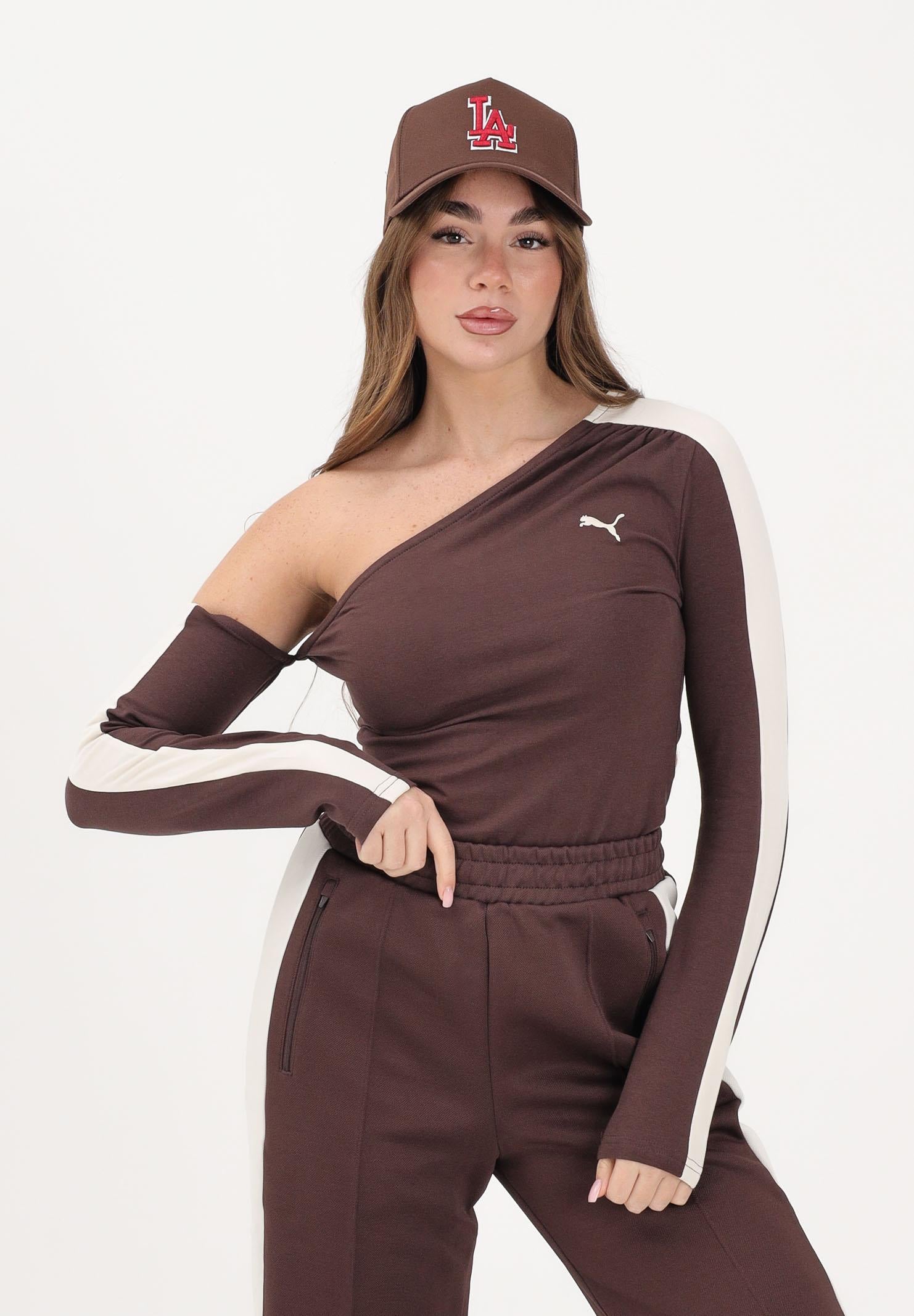 PUMA Top asimmetrico T7 marrone da donna 634623 13 PUMA 