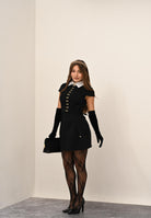 ELISABETTA FRANCHI Abito corto nero da donna in raso e popeline con ganci gioiello AB89957E2 222 ELISABETTA FRANCHI 