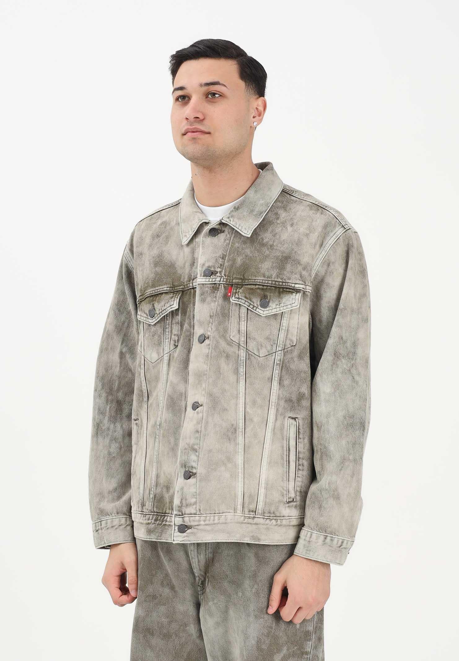 LEVI'S Giubbotto in denim verde mimetico da uomo con lavaggio effetto marmorizzato A5782-0084 . LEVI'S® 