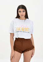 SANTAS T-shirt a manica corta bianca da donna con stampa DOLCEFARNIENTE BIANCO SANTAS 