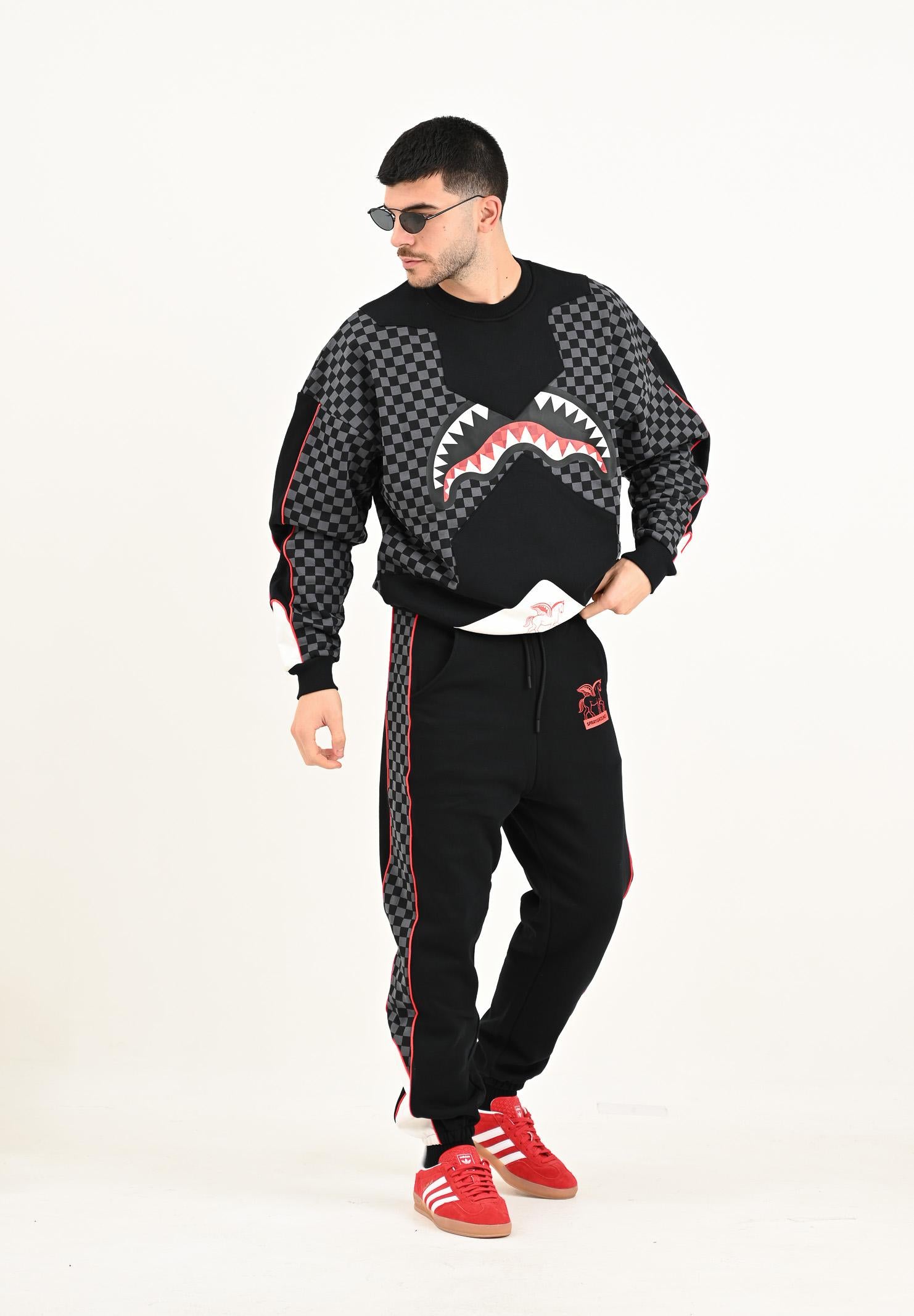 SPRAYGROUND Pantalone sportivo Triple Decker Heir to the Throne nero per uomo e donna SP775GGREY . SPRAYGROUND 