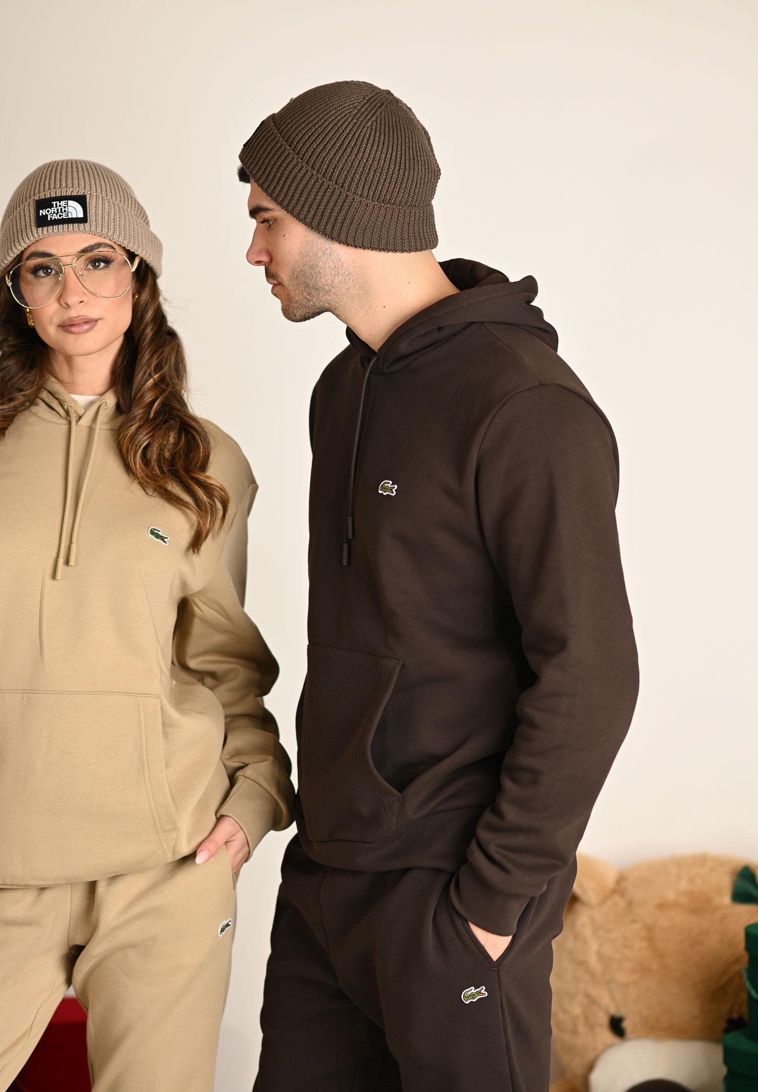 LACOSTE Felpa con cappuccio marrone per uomo e donna SH9623 SKB LACOSTE 