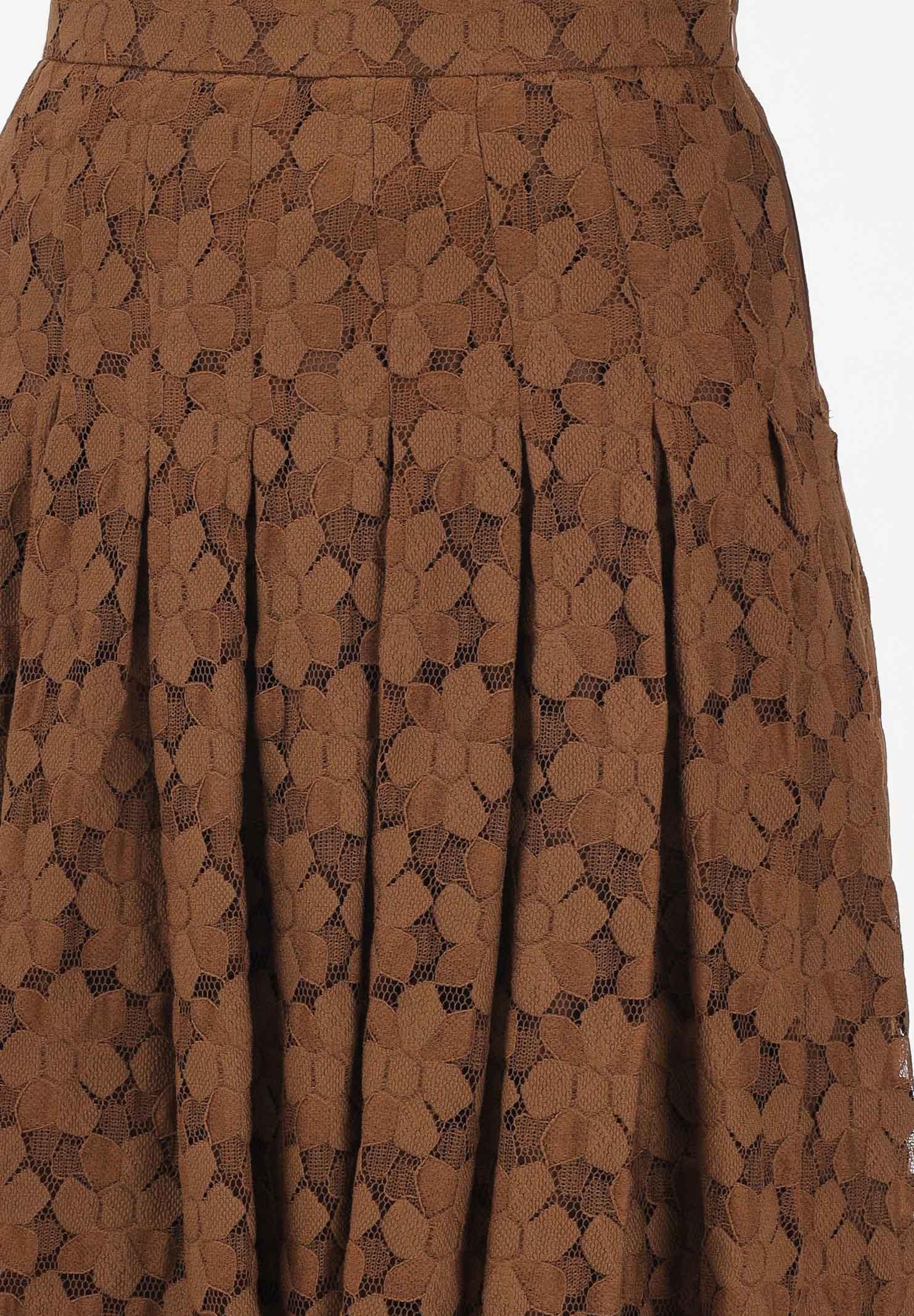 MAX MARA Gonna midi MSTAIRONE marrone da donna realizzata in pizzo a fiore 2616771011600 002 MAX MARA 