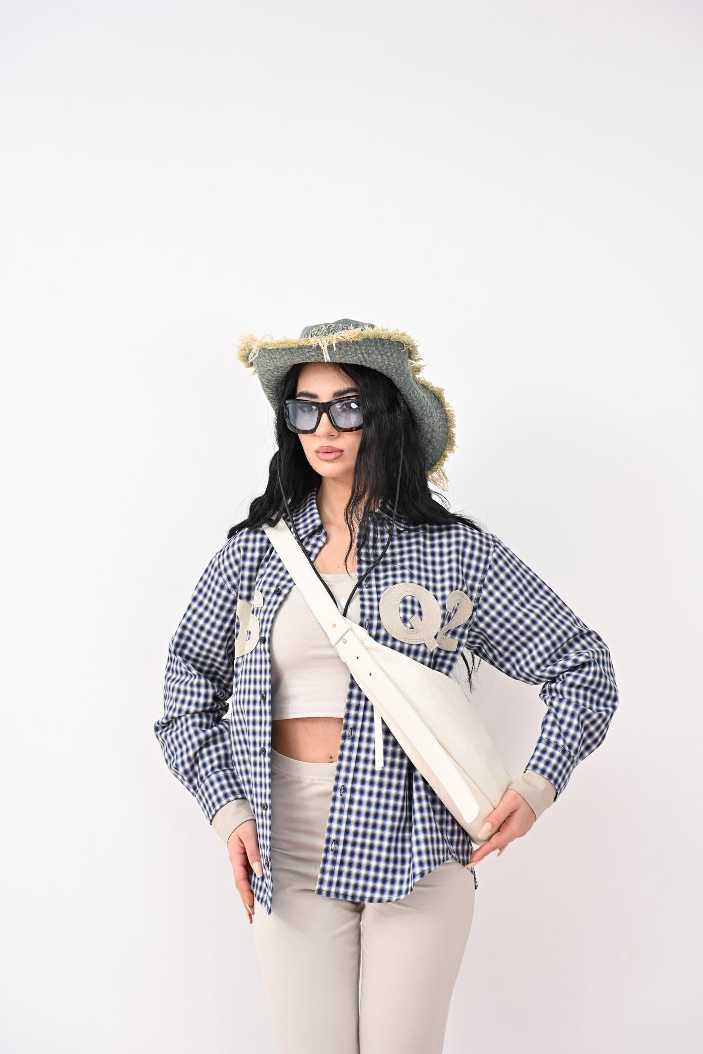 Camicia a manica lunga DSQUARED2: Quadretti Blu e Bianchi con Ricamo