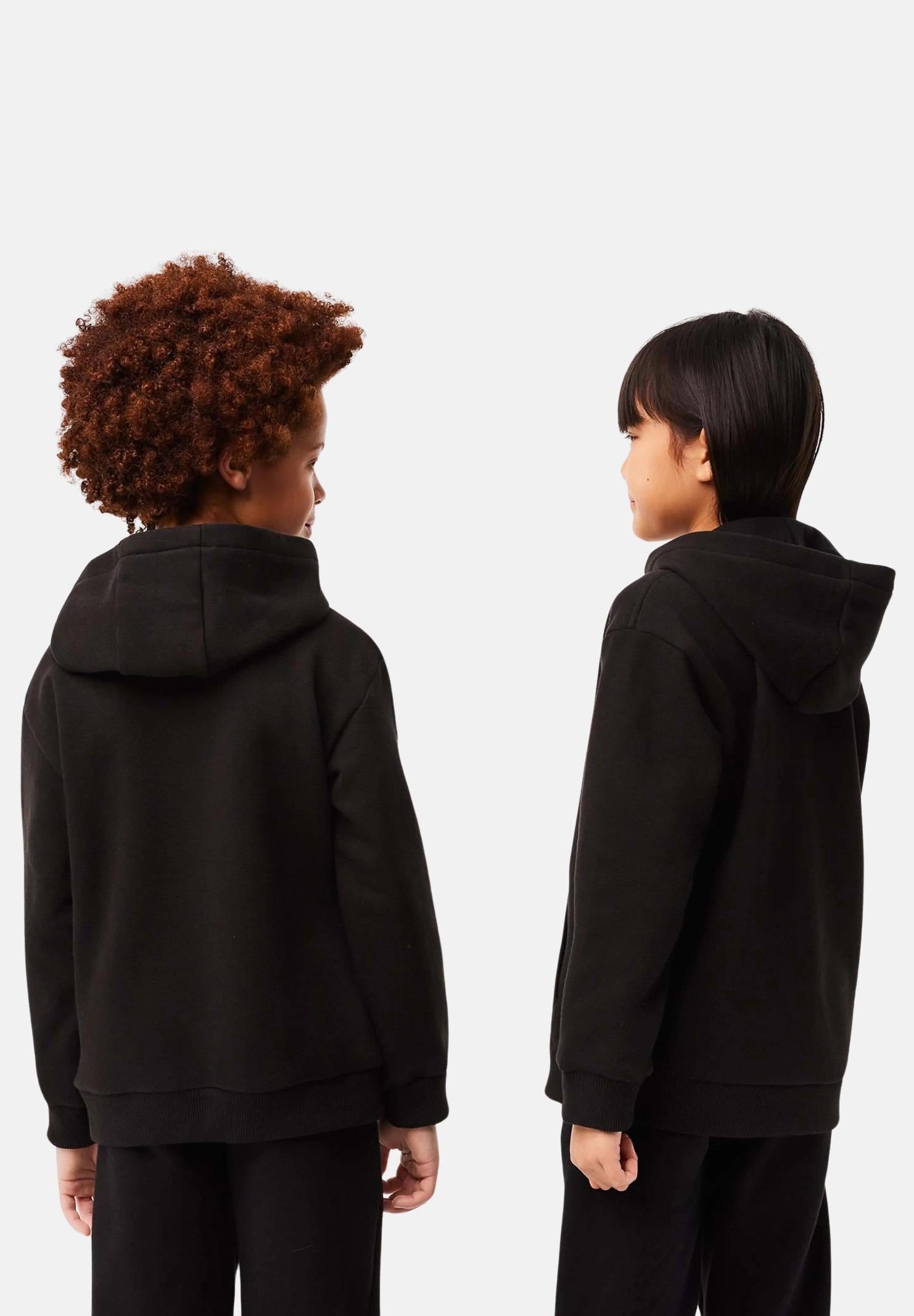 Felpa con Cappuccio Nera Ricamo Coccodrillo per Bambini LACOSTE