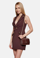 ELISABETTA FRANCHI Borsa a tracolla cacao da donna con logo BS91A61E2 644 ELISABETTA FRANCHI 