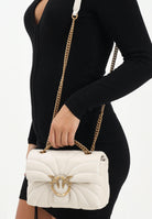 PINKO Borsa a tracolla Mini Love Bag Puff panna da donna in nappa con trapuntatura Butterfly 100039A1EX Z14Q PINKO 