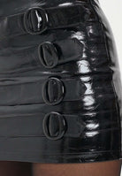 TPN Gonna corta Bovey nera da donna in ecopelle effetto vinile BOVEY012W5 D6 TPN 