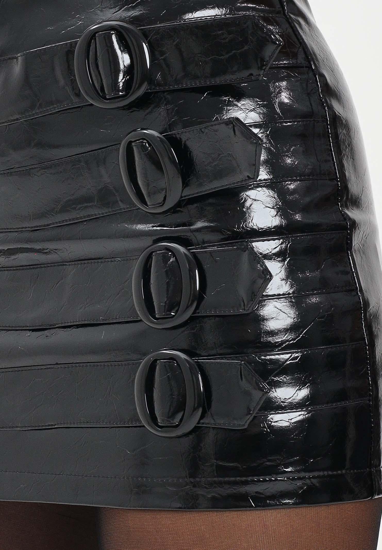 TPN Gonna corta Bovey nera da donna in ecopelle effetto vinile BOVEY012W5 D6 TPN 