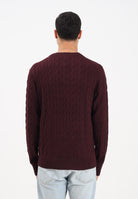 TOMMY HILFIGER Maglioncino girocollo bordeaux da uomo con ricamo bandierina MW0MW33132XIH . TOMMY HILFIGER 
