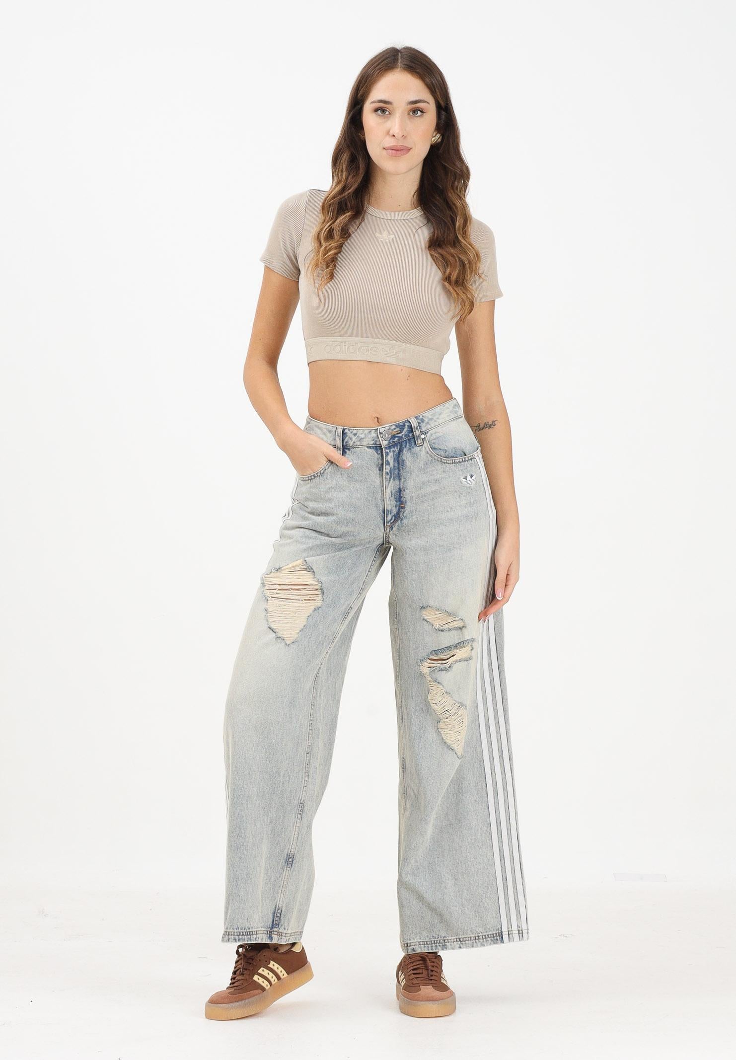 ADIDAS ORIGINALS Jeans LOOSE DENIM DESTRESSED in denim chiaro da donna KE3301  ADIDAS ORIGINALS 
