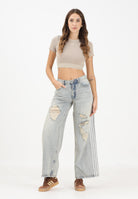 ADIDAS ORIGINALS Jeans LOOSE DENIM DESTRESSED in denim chiaro da donna KE3301  ADIDAS ORIGINALS 
