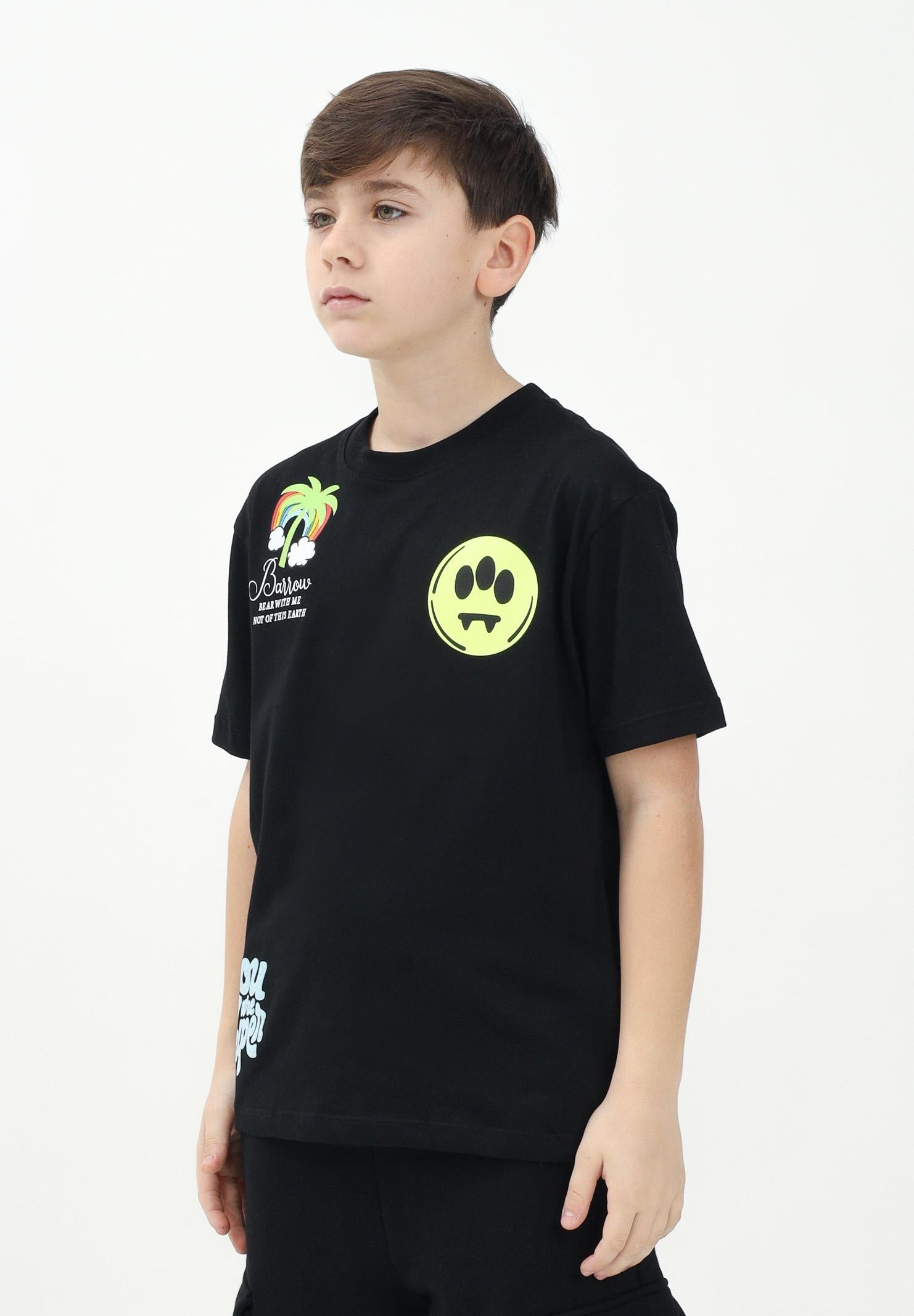 BARROW T-shirt a manica corta nera per donna, ragazzi e bambini con varie stampe S5BKJUTH023 110 BARROW 