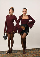 NOELL MAGGINI Abito corto bordeaux da donna con applicazioni e scollo 00126086 BO NOELL MAGGINI 