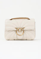 PINKO Borsa a tracolla Mini Love Bag Puff panna da donna in nappa con trapuntatura Butterfly 100039A1EX Z14Q PINKO 