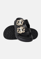 JUST CAVALLI Ciabatte nere da donna con fibbia logo 80RA3S91ZSE36 899 JUST CAVALLI 