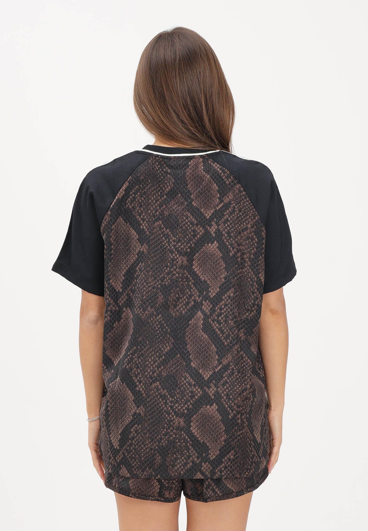 ADIDAS ORIGINALS t-shirt con stampa pitone marrone e nero donna. KX1898 . ADIDAS ORIGINALS 