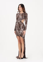 ELISABETTA FRANCHI Abito lungo cacao da donna con stampa a tema alligatore ABR2061E2 644 ELISABETTA FRANCHI 