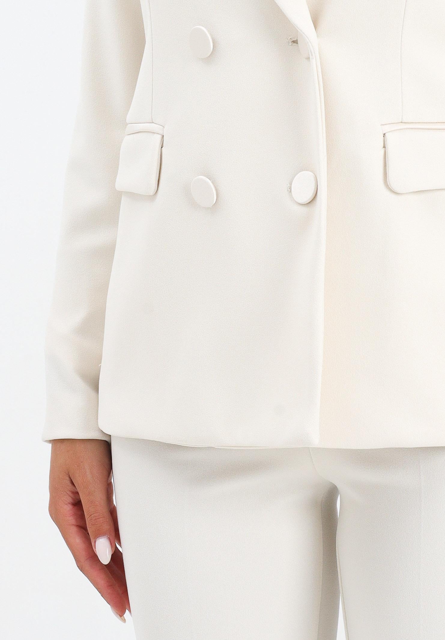 VICOLO Giacca doppiopetto panna da donna con rever in raso TF0307 FU03 VICOLO 